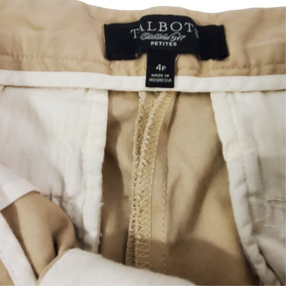 Talbots Petite Flat Front Shorts Women’s Khaki Casual Chinos - Size 4P - Picture 9 of 9